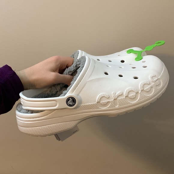 White Fur-Lined Crocs - Picture 3 of 10